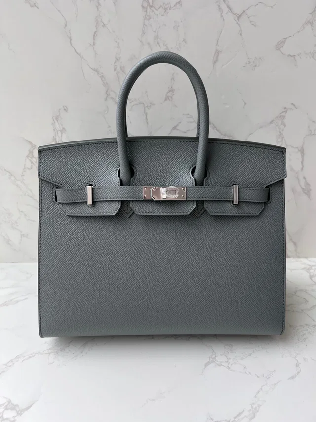 Hermès Sellier Birkin 25 Vert Amande PHW #W in Green Epsom leather from Luxury Promise