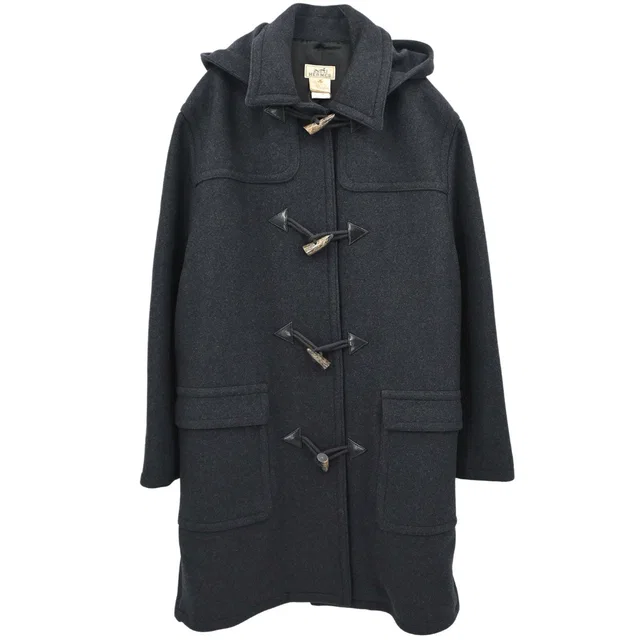Hermès Hooded Duffle Coat Gray #50 in Grey Nylon from AMORE Vintage Tokyo