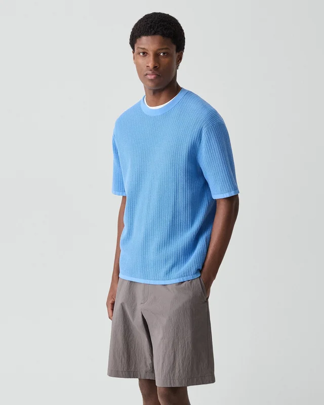 Theory Mesh Tee in Cotton in CRISP BLUE 100% Cotton; Exclusive Of Elastic, photo 2 of 12 from Theory