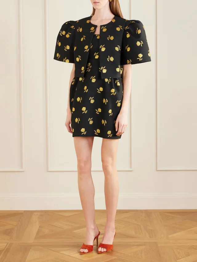 CAROLINA HERRERA Cropped embroidered jacquard evening jacket in Black, photo 2 of 2 from NET-A-PORTER (Canada)