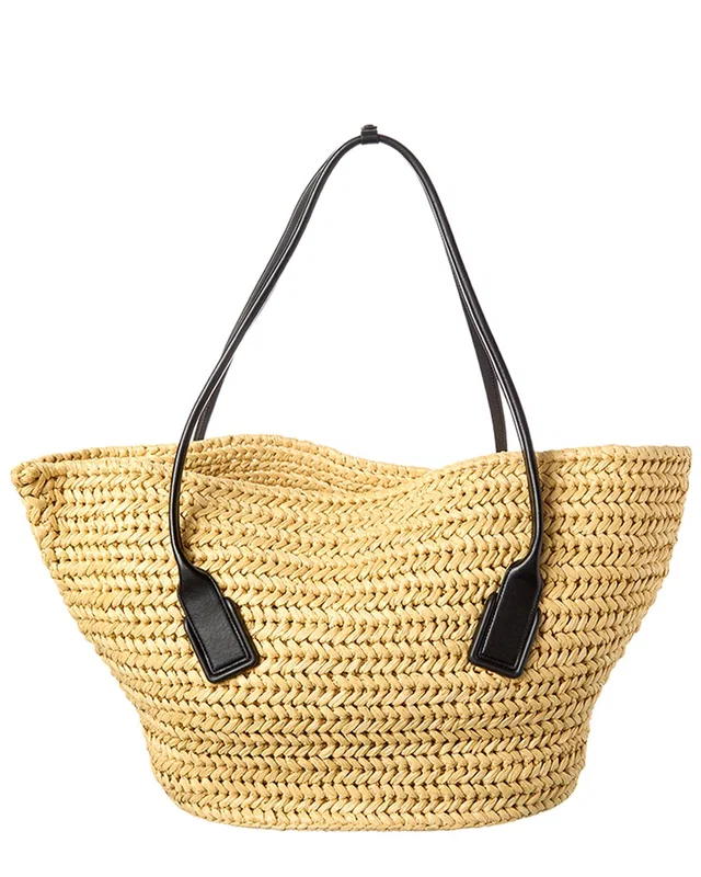 Bottega Veneta Arco Medium Raffia & Leather Basket Tote, image 1 of 1 from Gilt