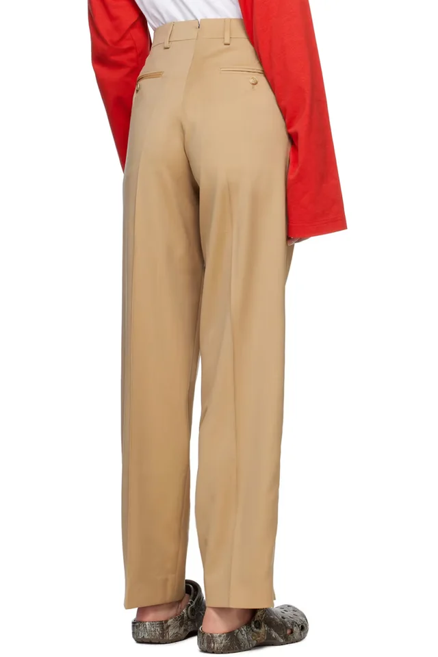 VTMNTS Tan Tailored Trousers, photo 3 of 4 from SSENSE