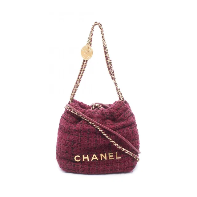 Chanel Shoulder Bag 22 Mini Wine Red Leather 22 Quilted Chain in Burgundy Leather from The Reluxe
