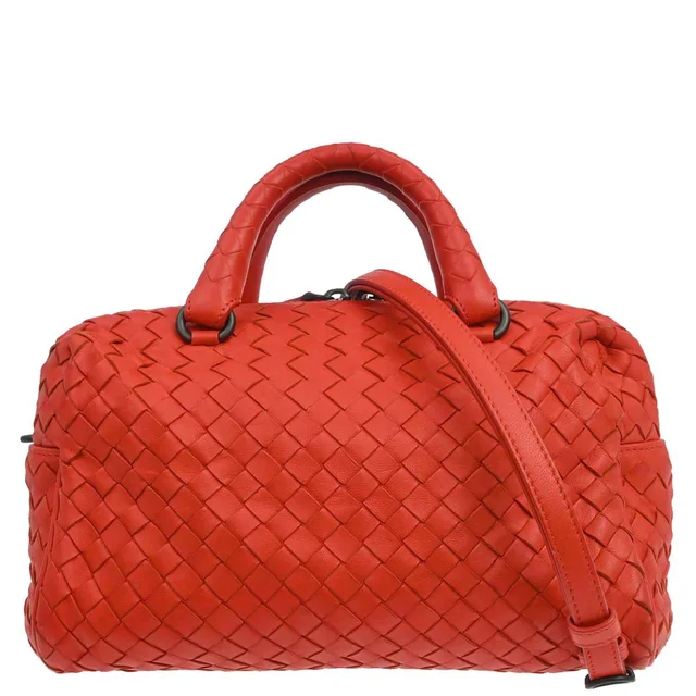 Bottega Veneta Red Lambskin Intrecciato 2way Shoulder Handbag in Red Lambskin from AMORE Vintage Tokyo