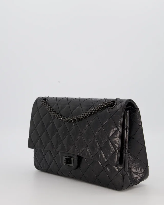Chanel Black Reissue 226 Medium Double Flap Bag in Patent Leather with So Black Hardware in Black Patent leather from Sellier, photo 9 of 19