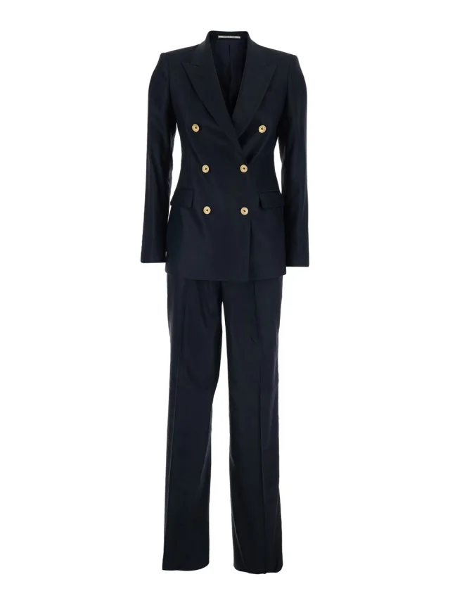 Tagliatore blue Double-breasted suit in linen blend for women in Blue 52% Linen 45% Viscose 3% Elastane from Gaudenzi Boutique, photo 1 of 1