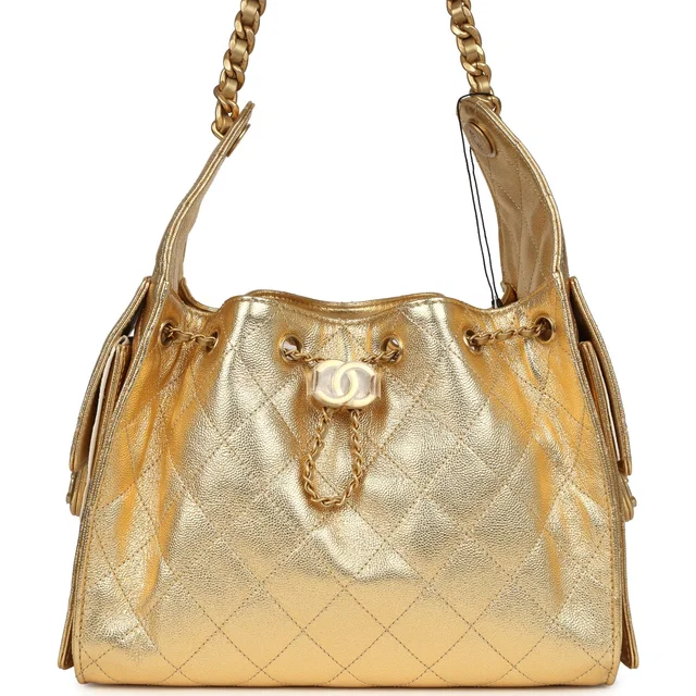 Chanel Small 25 Hobo Bag Metallic Gold Caviar Antique Gold Hardware in Gold Caviar leather from Madison Avenue Couture
