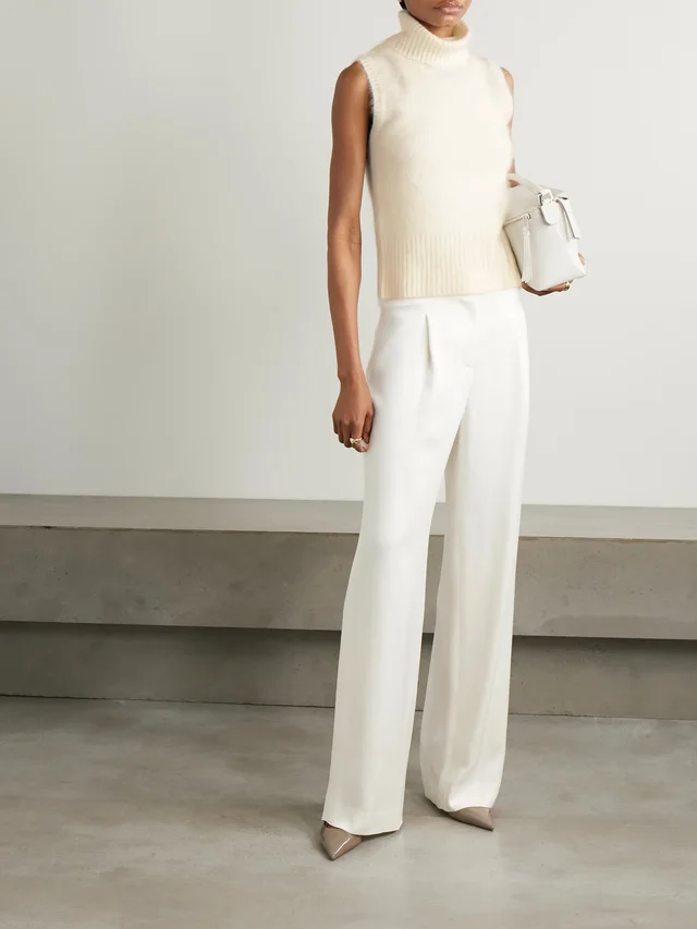 VERONICA BEARD Mazzy brushed-cashmere turtleneck tank in White, photo 2 of 2 from NET-A-PORTER (Canada)