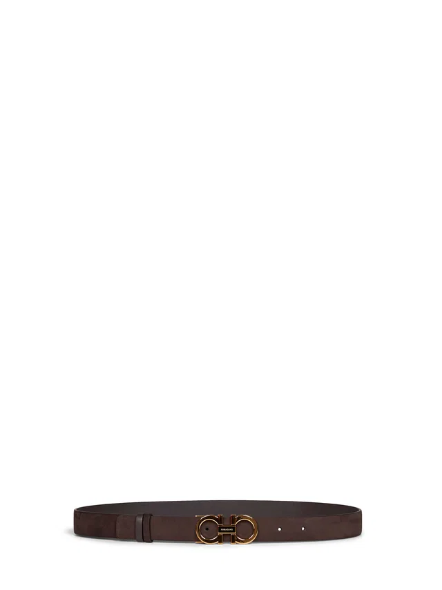 Ferragamo Suede & Calf Leather Belt — Brown in Brown Calfskin from HEWI