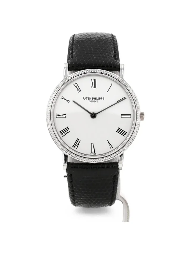 Patek Philippe 1980s Calatrava Clous de Paris 33mm watch - men - White Gold/Calf Leather in white Calfskin from Farfetch