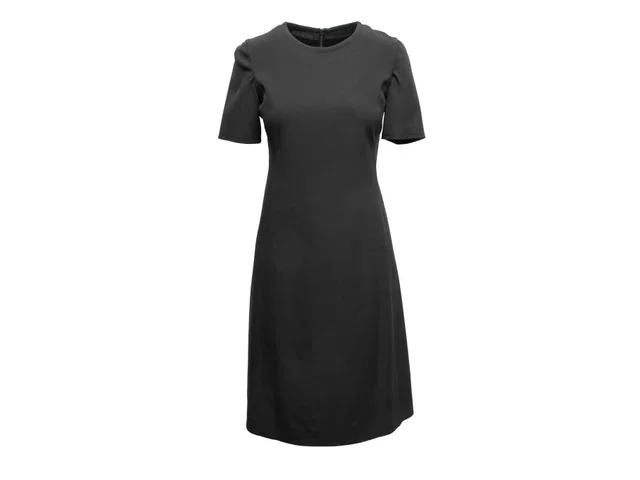 Black Prada Short Sleeve Knee-Length Dress Size IT 42 in Black from Designer Revival