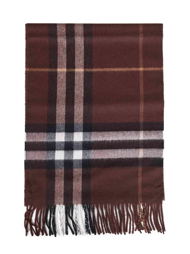 Burberry Cashmere Check Scarf — Brown Scarfs in Brown Cashmere from HEWI