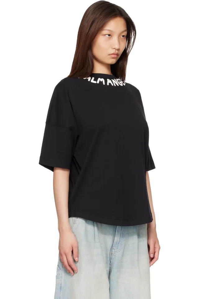 Palm Angels Black Neck Logo Over T-Shirt, photo 2 of 4 from SSENSE