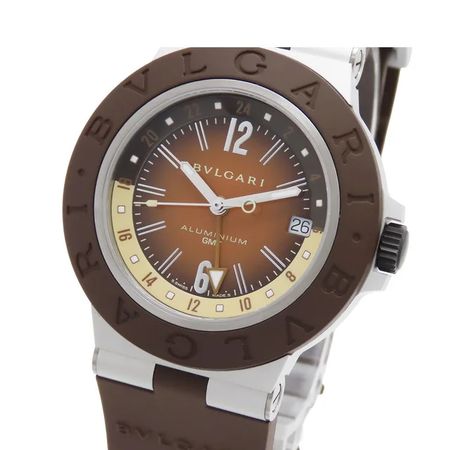 Bvlgari Aluminum Brown Titanium Rubber GMT Fender Watch Automatic in Brown from The Reluxe