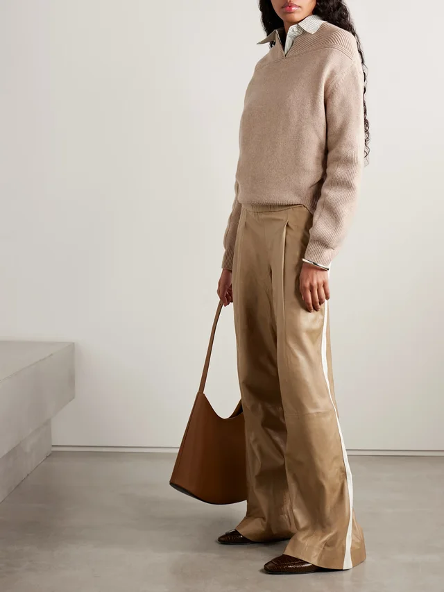 TWP Eva pleated crinkled-leather wide-leg pants in Beige, photo 2 of 2 from NET-A-PORTER (Canada)