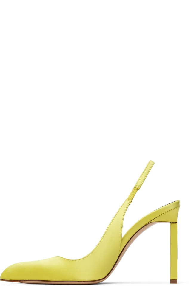 TOM FORD Yellow Satin T Slingback Heels, photo 3 of 5 from SSENSE