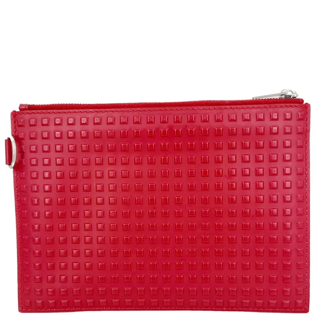 Balenciaga Studded Embossed Leather Zip Pouch Red in Red Leather from Dallas Designer Handbags