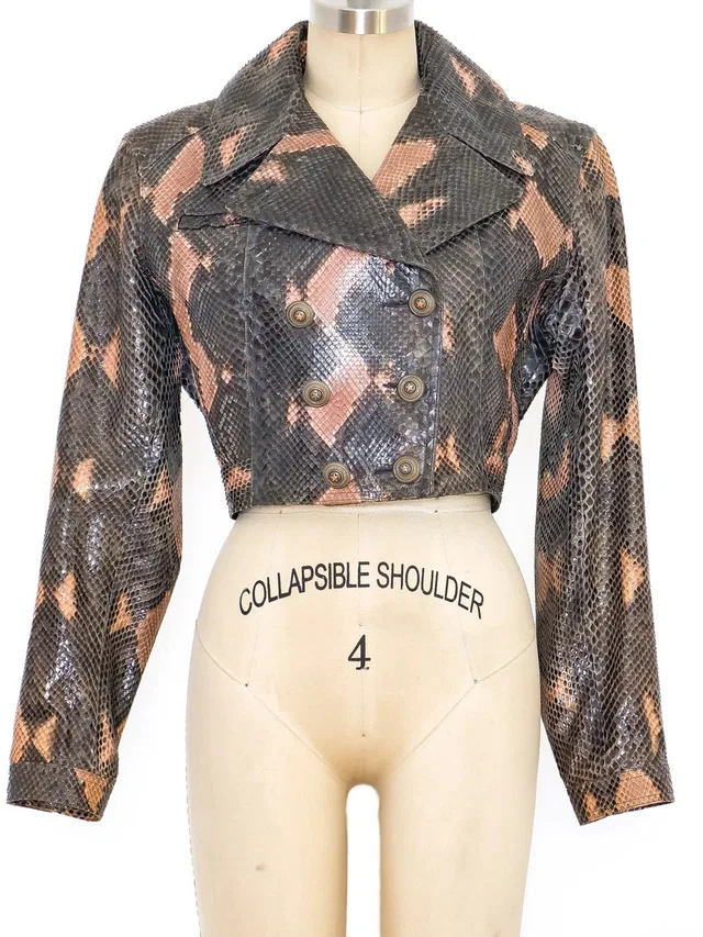 Alaïa Cropped Python Jacket in Python from Arcade Vintage