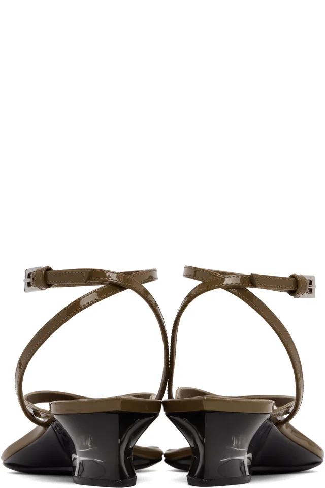 ALAÏA Khaki Invisible Thong Heeled Sandals, photo 2 of 2 from SSENSE