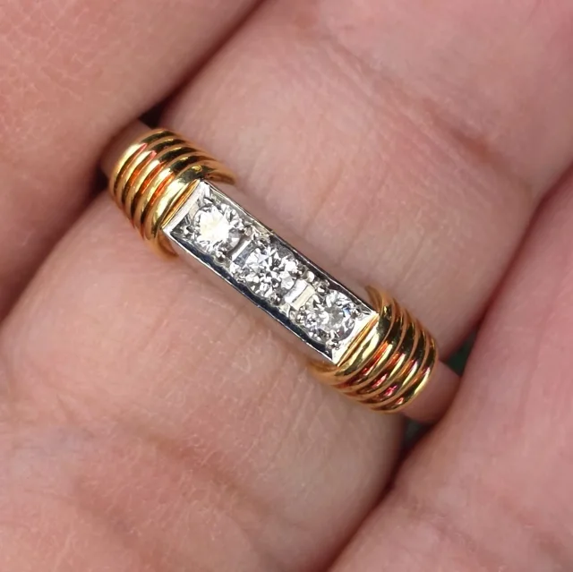 Pt900 / 18k YG Dior Diamond Ring D 0.233 Sz 5. 4.90 g in Leather from Luxury Promise