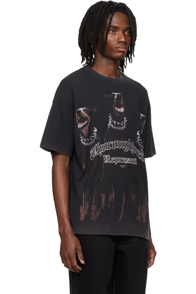 Represent Black 'Thoroughbred' T-shirt, photo 2 of 4 from SSENSE