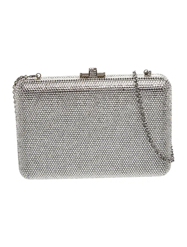 Judith Leiber Crystal Evening Bag in gray Leather from The RealReal