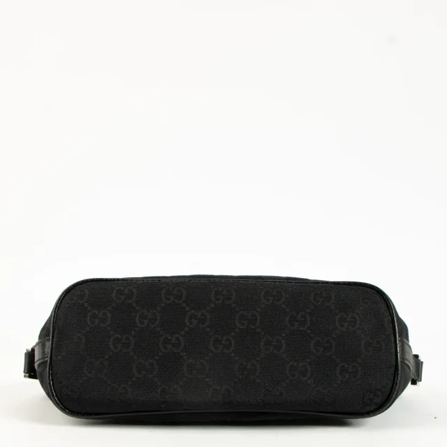 Gucci Black GG Canvas Tag Web Boat Bag in Black Canvas from Labellov, photo 4 of 5