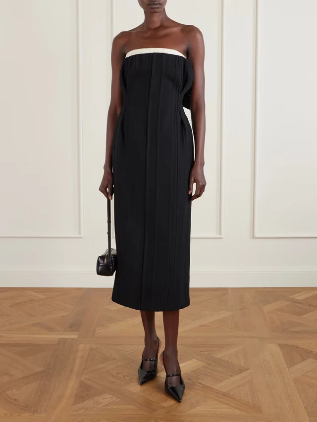 CALVIN KLEIN COLLECTION Naomi strapless wool midi dress in Black, photo 2 of 2 from NET-A-PORTER (Canada)