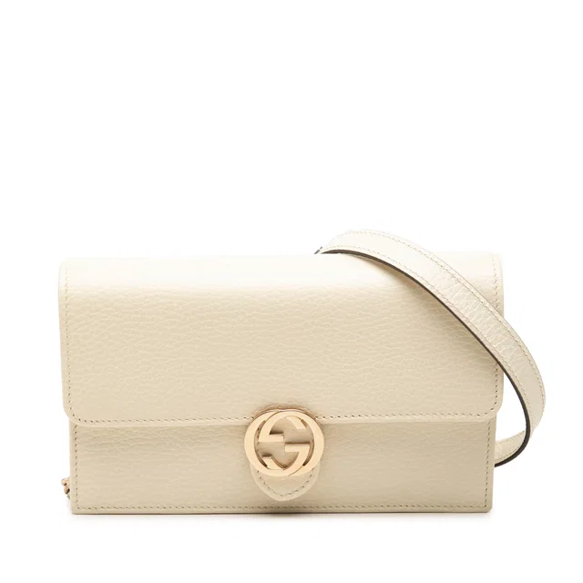 Brown Gucci Dollar Calfskin Interlocking G Wallet on Chain Crossbody Bag in Brown Calfskin from Designer Revival