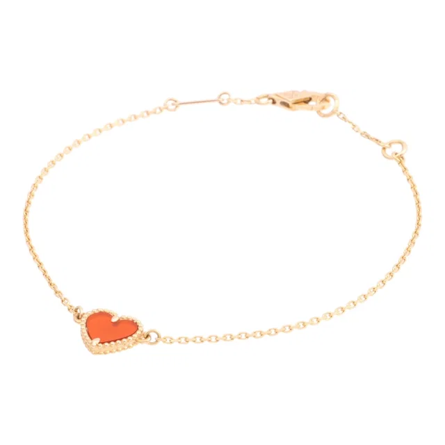 Van Cleef & Arpels 18K Sweet Alhambra Heart Bracelet Pink Gold/Red in Red from VINTAGE QOO TOKYO