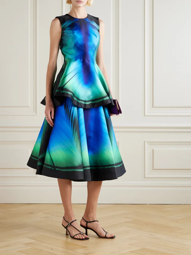 MARY KATRANTZOU Printed twill peplum blouse in Blue, photo 2 of 2 from NET-A-PORTER (Canada)
