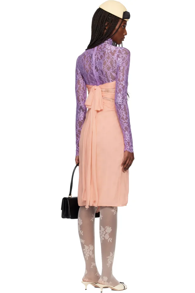Valentino Pink Crepponne Chiffon Midi Dress, photo 3 of 5 from SSENSE