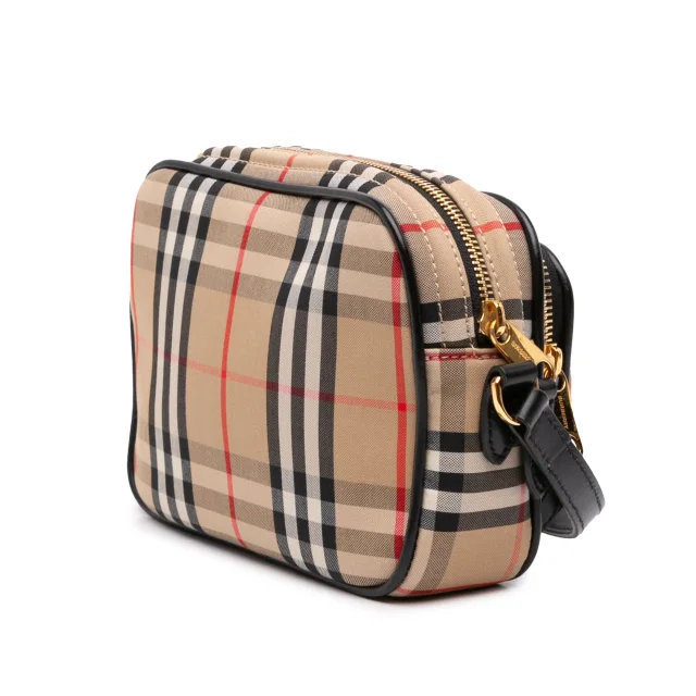 Beige Burberry House Check Canvas Camera Bag in Beige Canvas from Designer Revival, photo 2 of 6