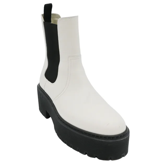 Hermès Ivory & Black Leather Platform Chelsea Boots from Clotheshorse Anonymous