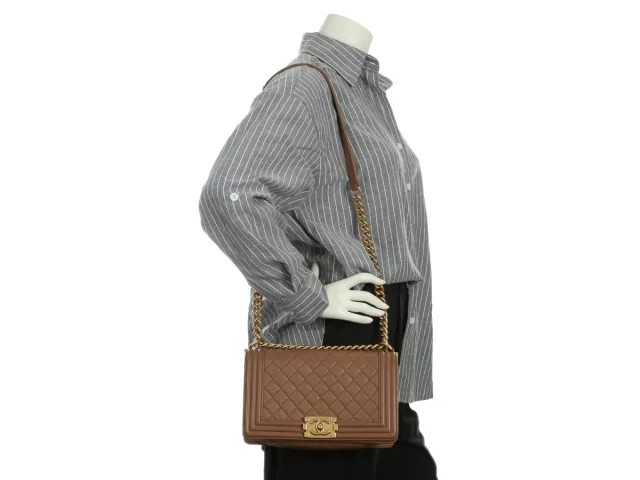 Chanel Old Medium Brown Quilted Lambskin Boy Bag in Brown Lambskin from Ann's Fabulous Finds, photo 9 of 9