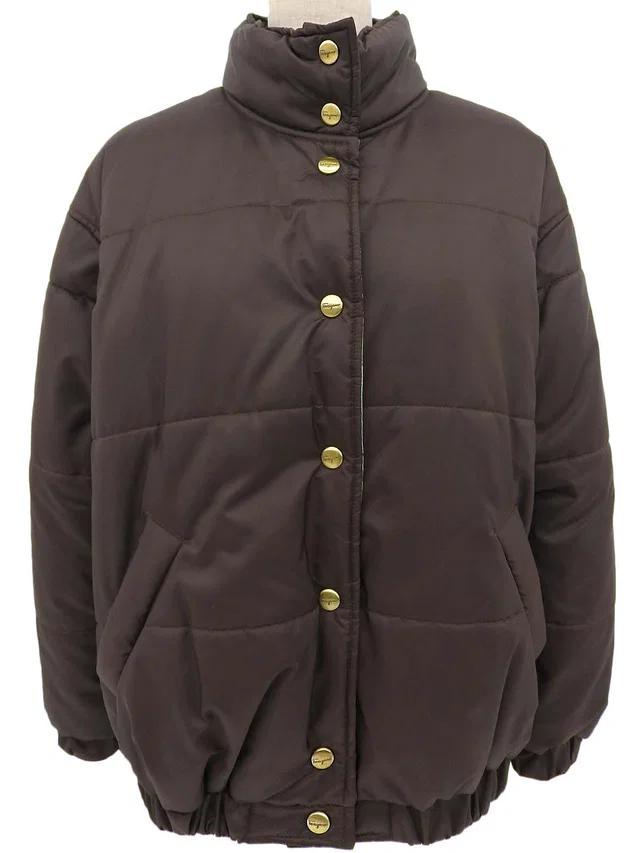 Ferragamo Logo Button-Down Jacket #XS Brown in Brown from VINTAGE QOO TOKYO