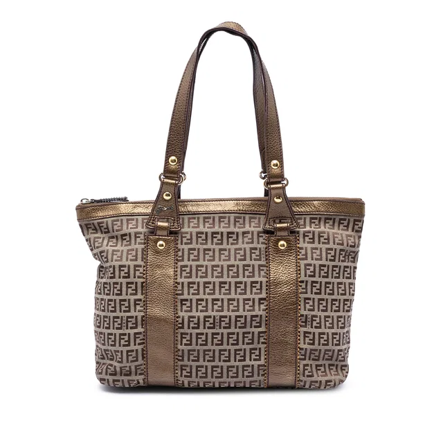 Beige Fendi Zucchino Canvas Tote in Beige Canvas from Designer Revival