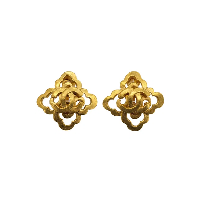 Chanel Vintage Earrings Cocomark Gold Accessory 97P in Gold from Luxury Promise