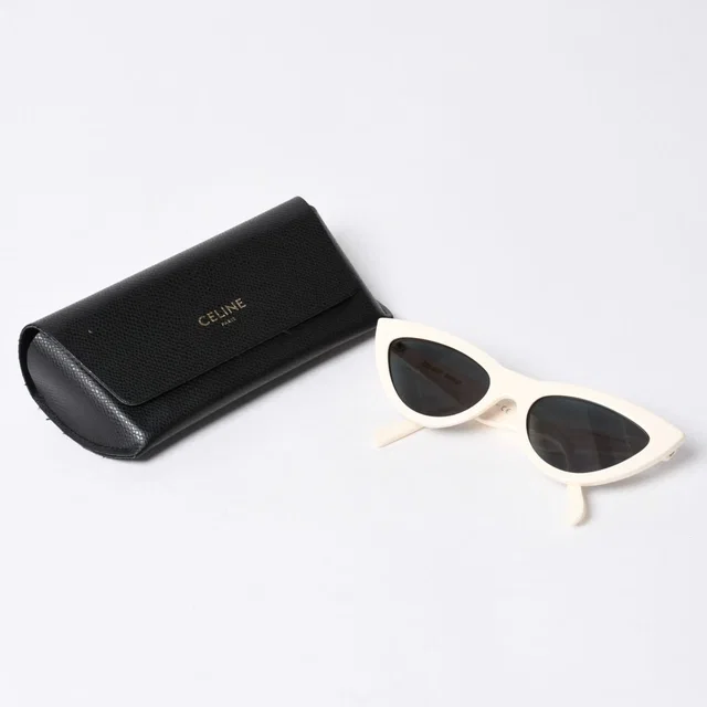 Celine Sunglasses Cream Color Cat Eye Eyewear in White from The Reluxe
