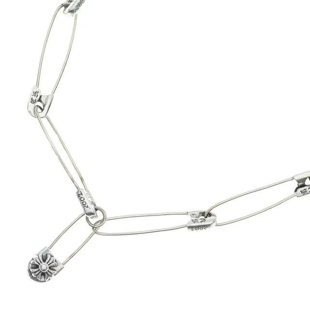 Chrome Hearts Safety Pin Necklace Silver in Silver from The Reluxe
