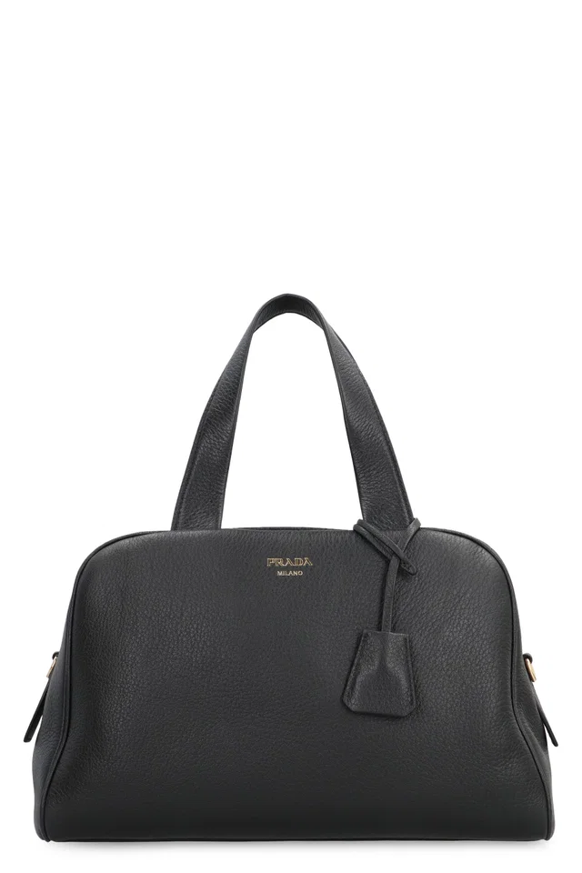 Prada Grainy Leather Shoulder Bag — Black in Black Leather from HEWI