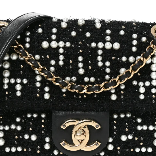 Chanel Pearl Small Cosmos Flap Black in Black Tweed from FASHIONPHILE, photo 8 of 10