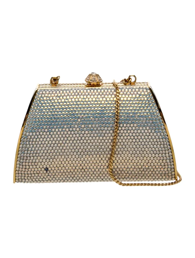 Judith Leiber Crystal Minaudière in silver|gray Leather from The RealReal