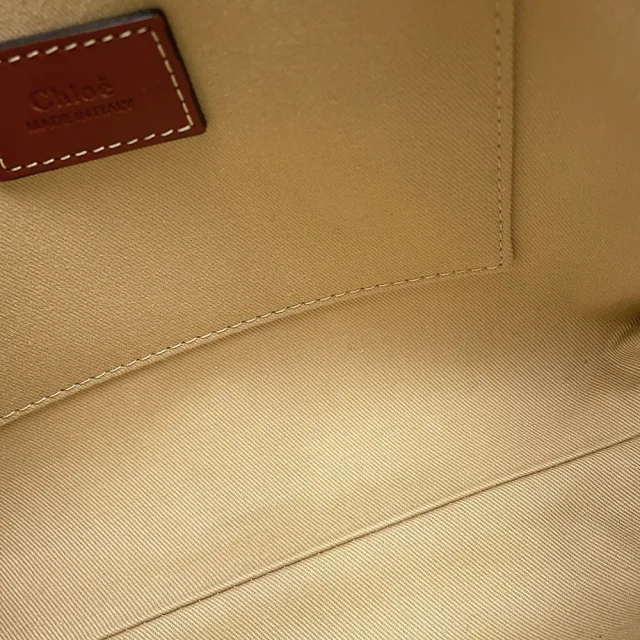 Chloé Woody Small Tote Bag Beige/Brown Canvas Leather Size Small in Brown Canvas from GALLERY RARE, photo 8 of 13