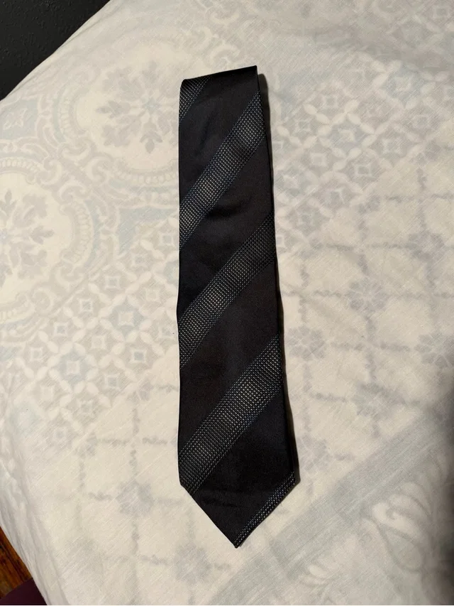 Giorgio Armani Diagonal Textured Stripe Tie 100% Silk in black Silk from Poshmark