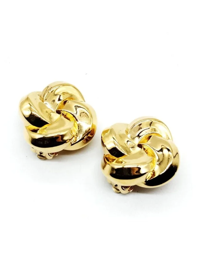 Givenchy Vintage Gold Tone Knot Clip-On Earrings Statement Designer Jewelry in gold from Poshmark, photo 2 of 10