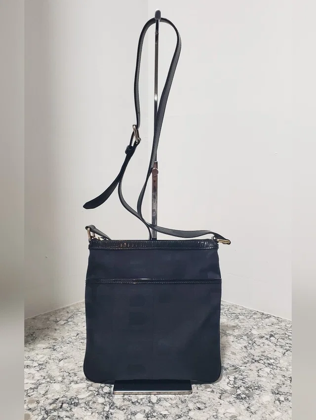 Bally Vintage Monogram Jacquard "B" Canvas And Patent Leather Crossbody Bag Euc in black|red Patent leather from Poshmark