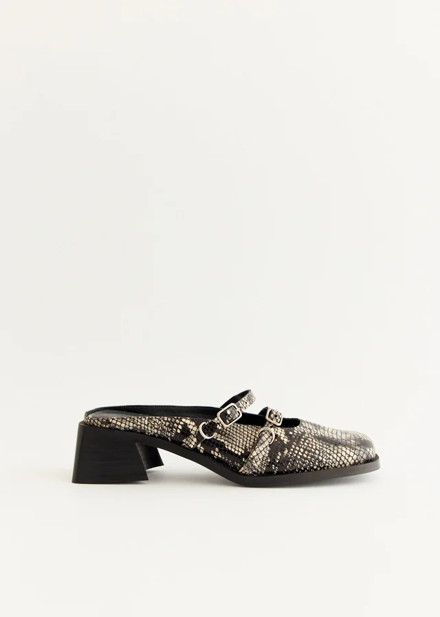 Justine Clenquet Andie Python Mules in Beige from Incu, photo 1 of 1