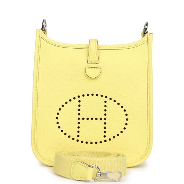 Hermès Evelyne TPM Limoncello Clemence Palladium Hardware in Clemence leather from Madison Avenue Couture