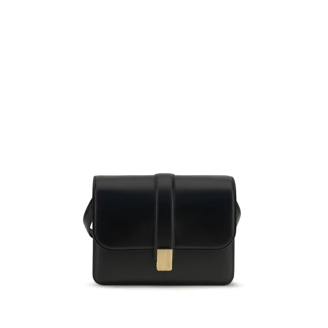 Khaite Black Calf Leather Bos Taurus Shoulder Bag in Black Calfskin from HEWI